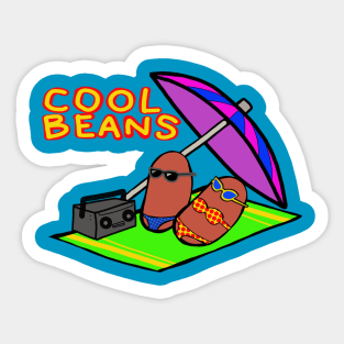 Cool Beans at the Beach Sticker